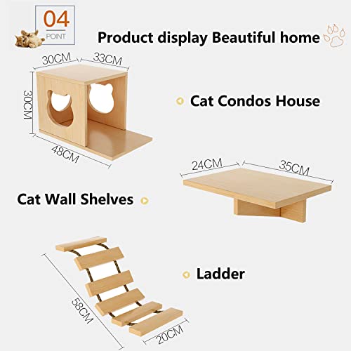 Cat Wall Shelves and Furniture Set with Condos, Perches, Bridge Ladders, Sisal Scratching Posts J515