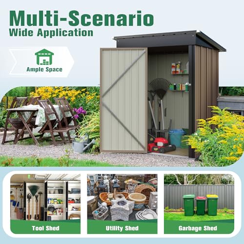 5 x 3 FT Waterproof Metal Garden Storage Shed B8724