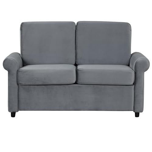Gray Pull Out Sofa Bed with Twin Size Mattress Pad K622167
