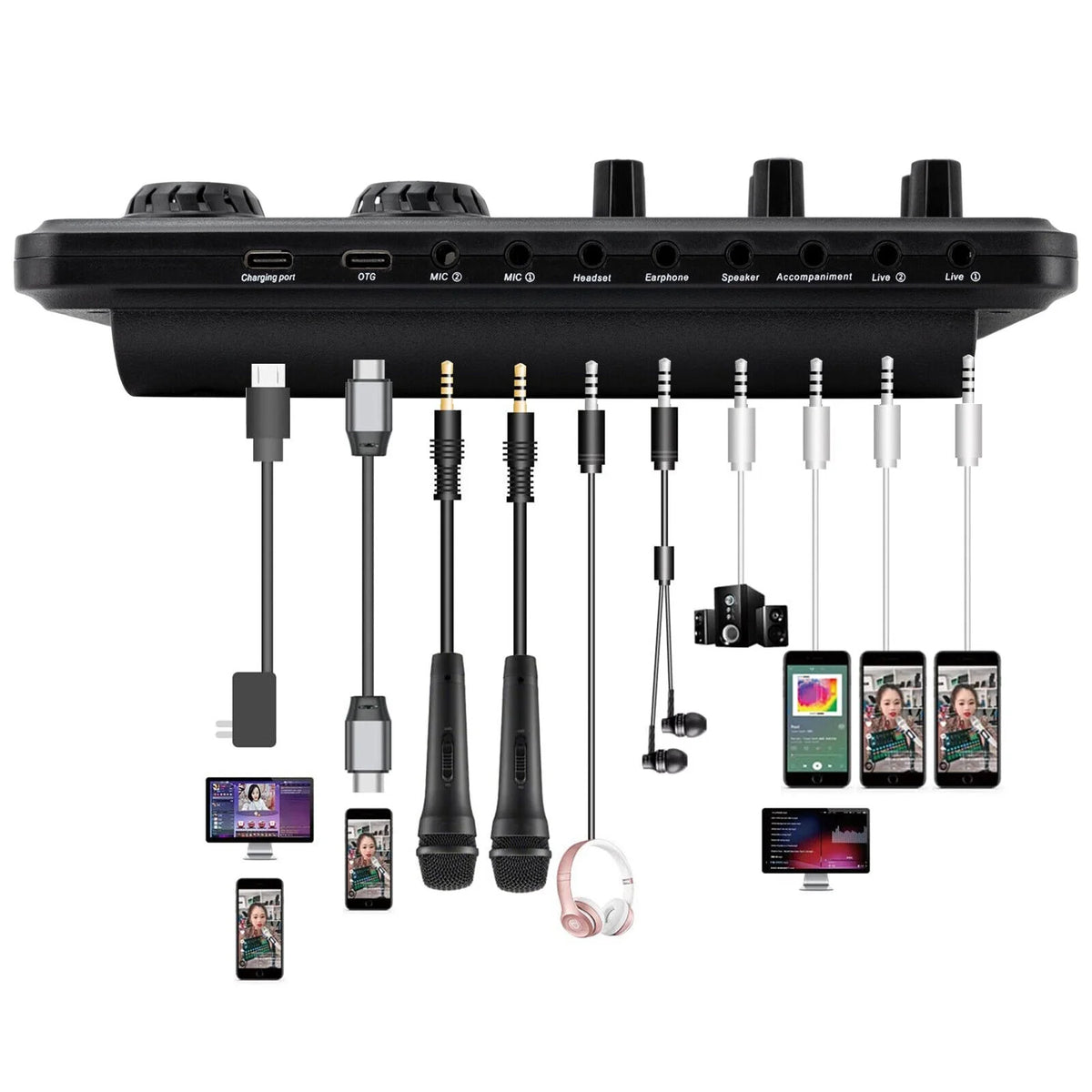 Sound Effects Board Audio Interface with Voice Changer and LED Lights O60151