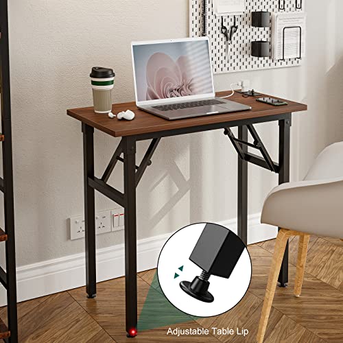 Rustic Brown Folding Desk with USB & Socket 31.5" H69857