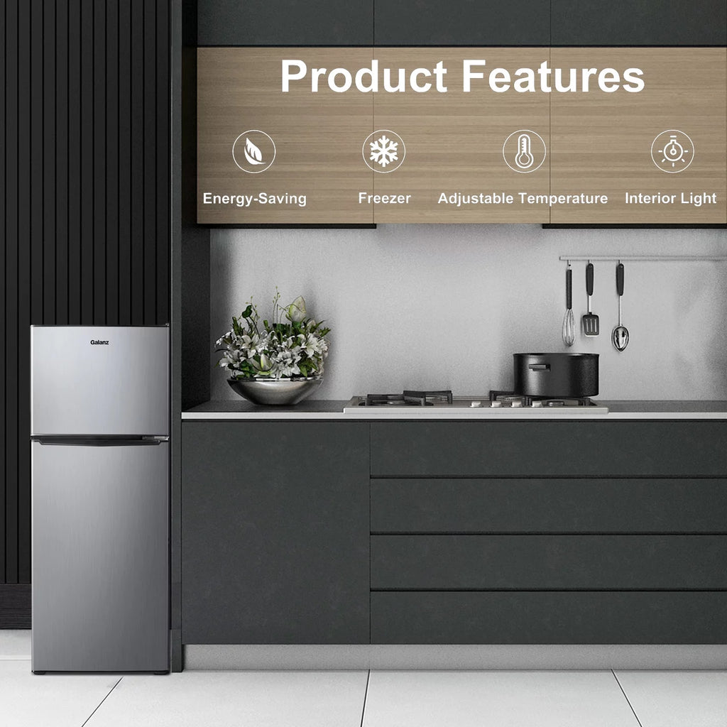 Stainless Steel Two Door Mini Refrigerator with Freezer S955