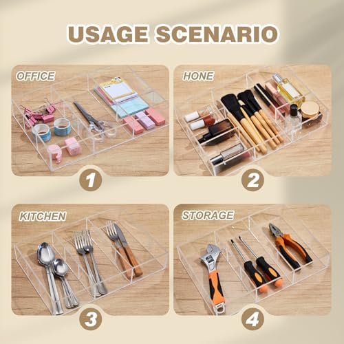 Clear Acrylic Desk Drawer Organizer Set 4 Pack Q559