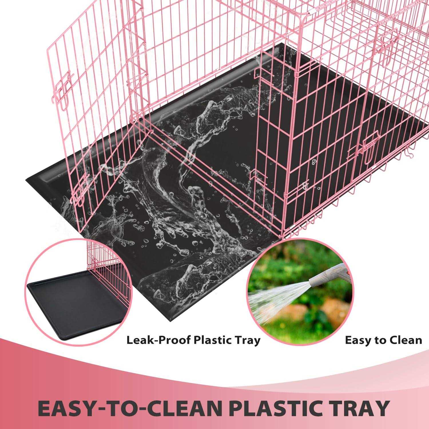 24,30,36,42,48 Inch Folding Wire Dog Crate with Double-Door B8268