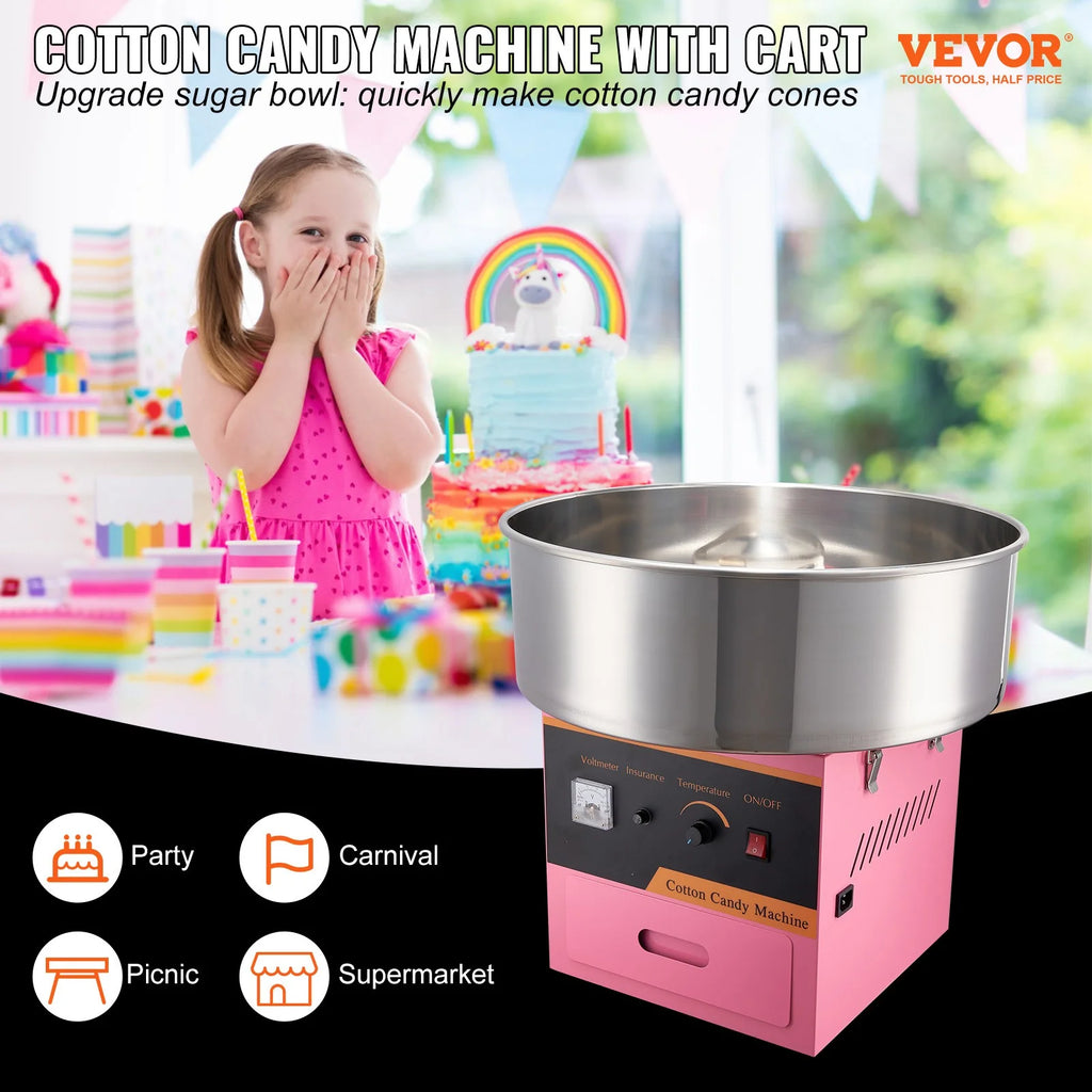 Pink 21 Inch Stainless Steel Cotton Candy Machine V689529