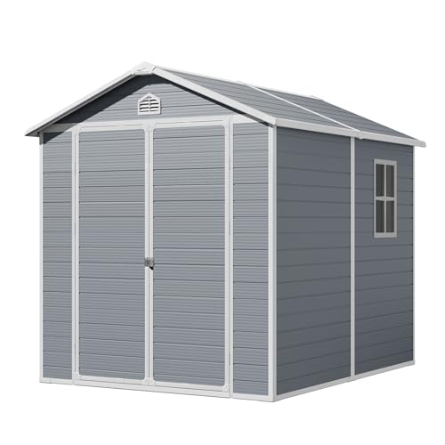6 x 8 FT Grey Plastic Outdoor Storage Shed with Floor W8987