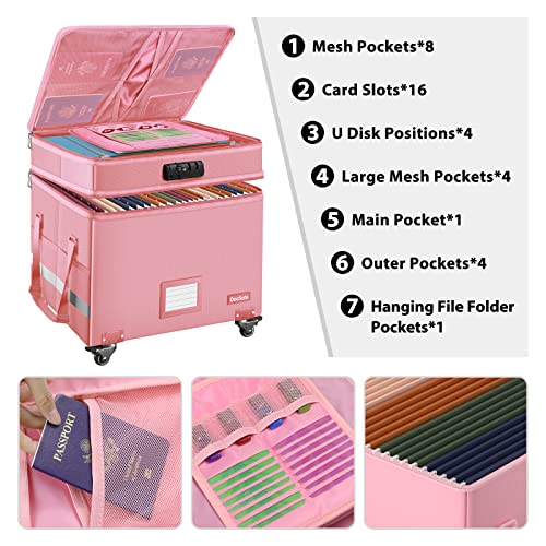 Gray Fireproof Document Box with Lock and Wheels E9914
