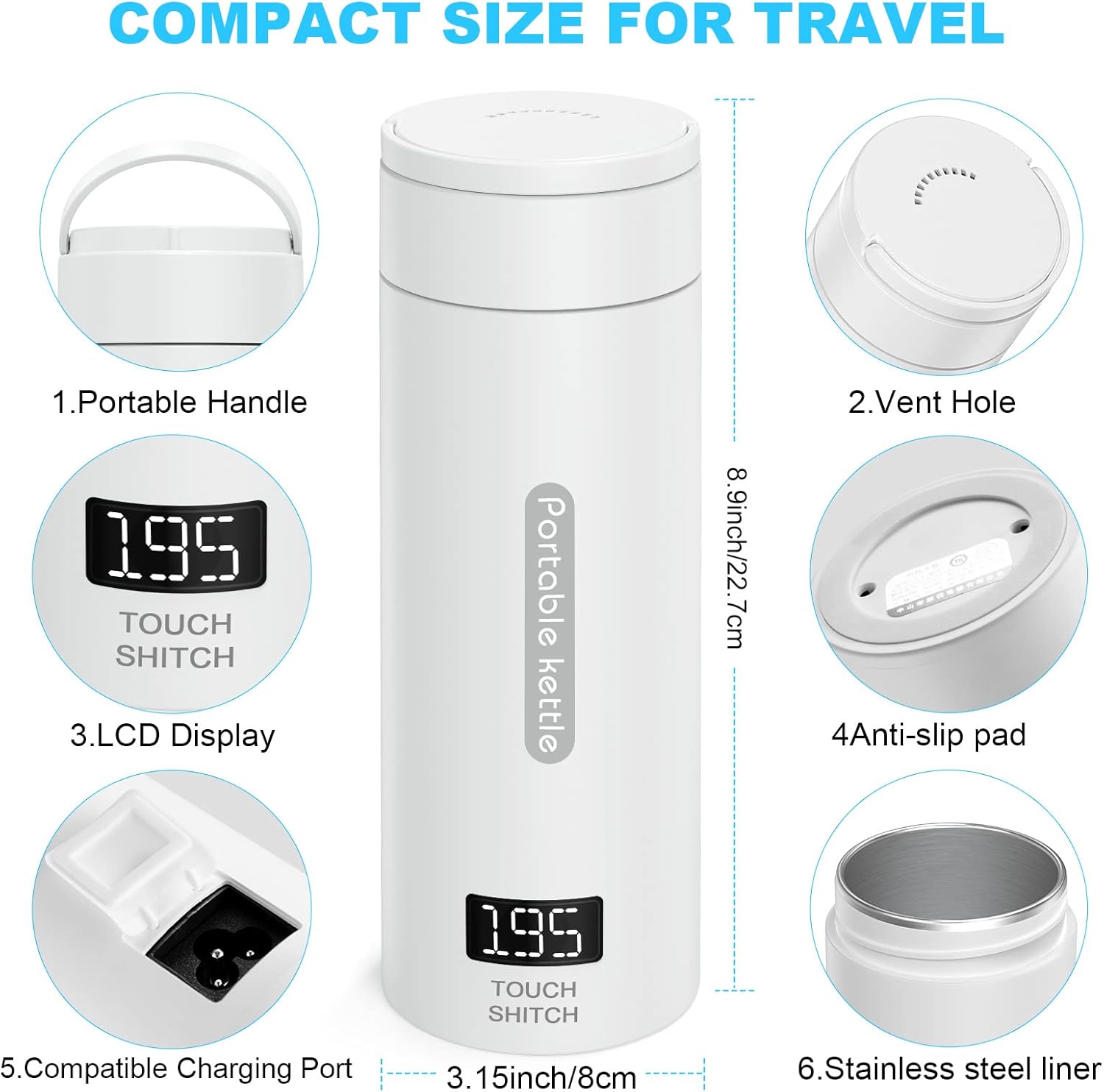 380ml Portable Electric Tea Kettle with Auto Shut-Off D4216