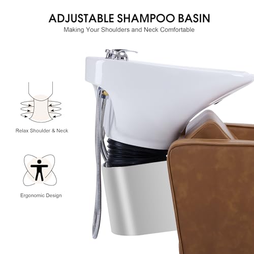 Adjustable Porcelain Ceramic Shampoo Station Chair (Beige) G60532
