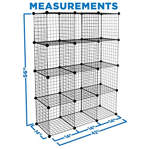 12-Cube Black Metal Wire Storage Organizer E245