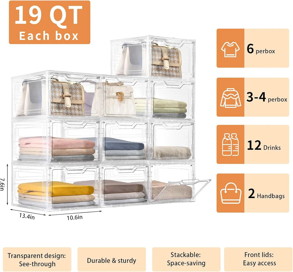 6 Pack Clear Stackable Plastic Storage Bins with Lids B545578