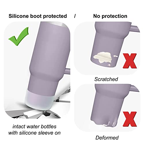 2Pcs Silicone Boot for Stanley 40 oz Quencher Tumbler & Stanley IceFlow 20oz 30oz, Protective Water Bottle Bottom Sleeve Cover (white) L7518