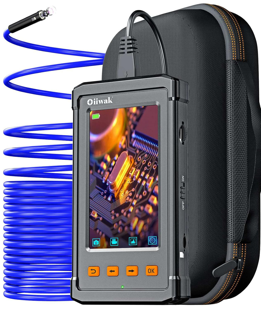 33FT Dual Lens Industrial Endoscope Camera with 7 LED Lights 4.3 IPS Screen IP68 Waterproof Probe Y911054