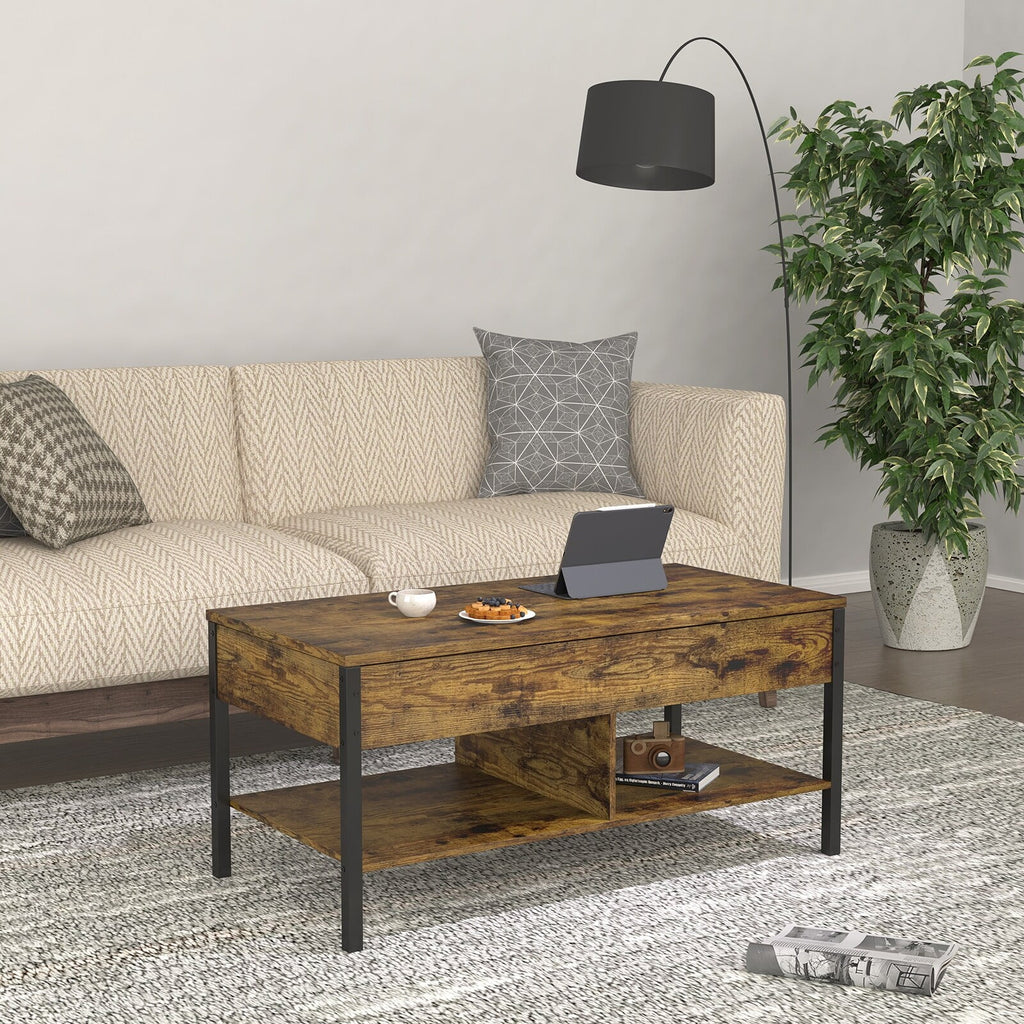 Brown Lift Top Coffee Table with Hidden Storage L40118