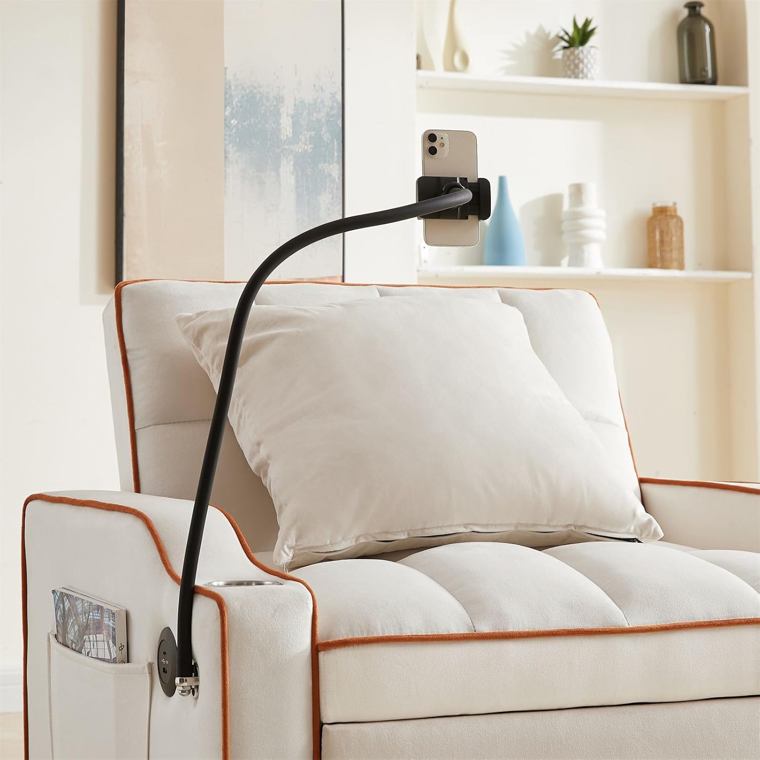 3-in-1 Convertible Pull Out Sleeper Chair Bed with Multi-Pockets B888