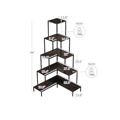 5-Tier Corner Bookshelf with RGB Light U71104