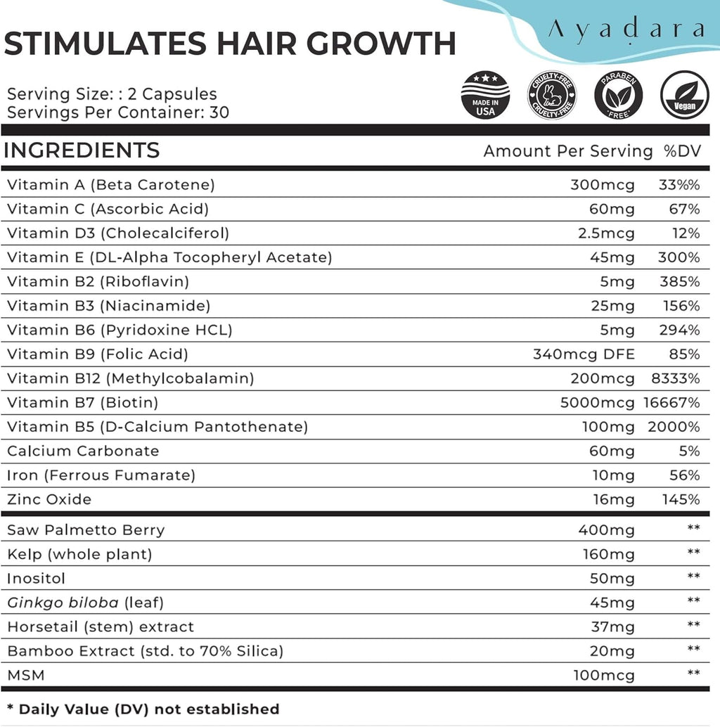 Hair Skin and Nails Vitamins 60 Capsules with Biotin G599