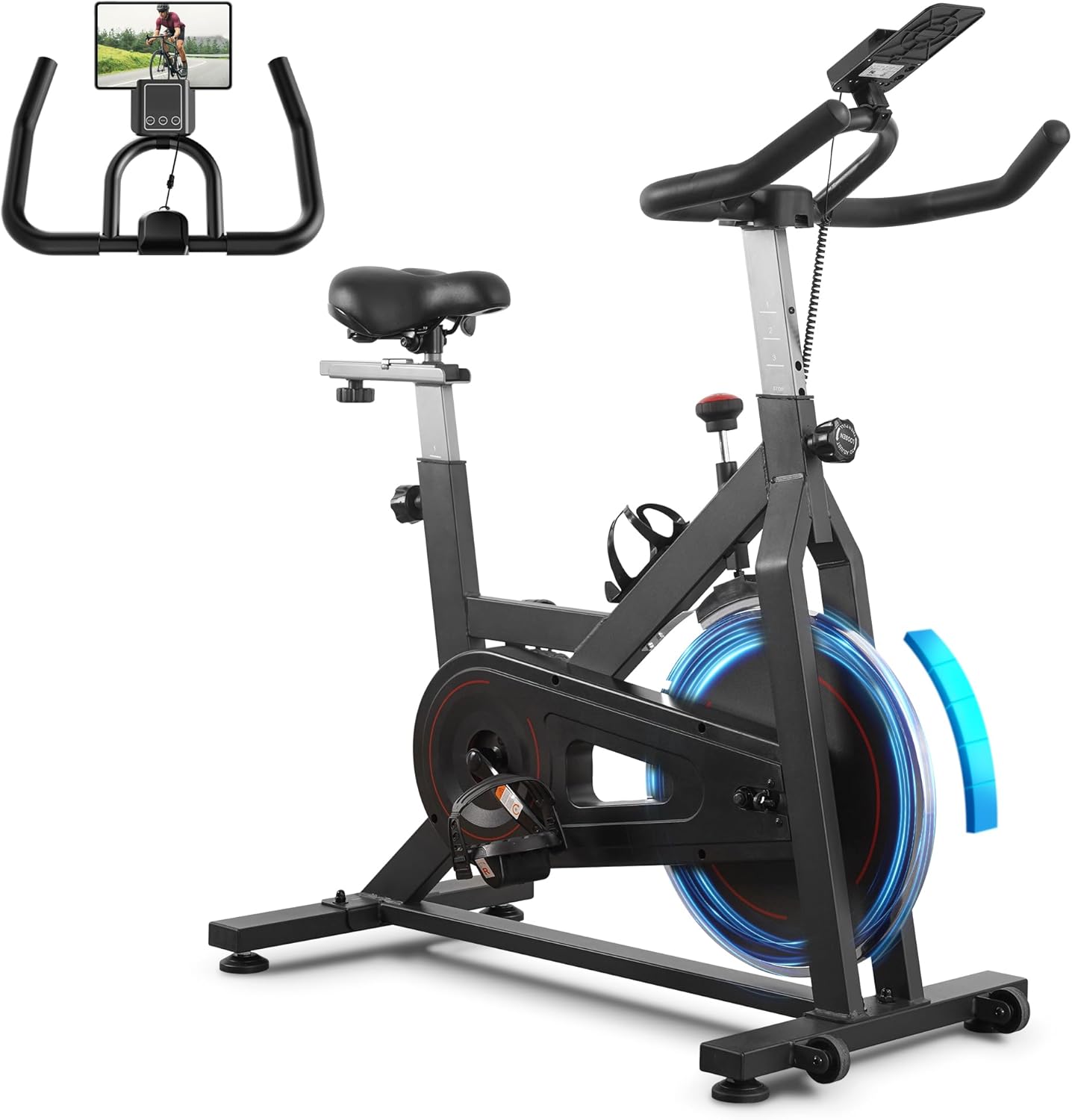 Indoor Cycling Bike with Resistance Seat Cushion LCD Monitor Belt Drive L17592