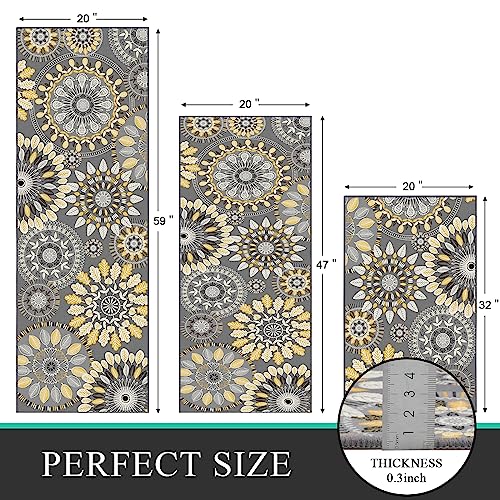 Farmhouse Kitchen Rugs Sets of 3, Non Slip Washable Kitchen Mat R25529