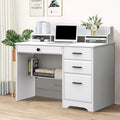 White 44" Wood Desk with 4 Drawers and Hutch K4672