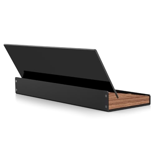 Small White Glass Dry Erase Board with Aluminum Frame and Wooden Storage Compartment D553