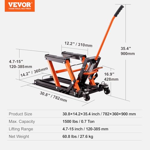 1500 LBS Hydraulic Scissor Motorcycle Jack Stand with 4 Wheels Q291593