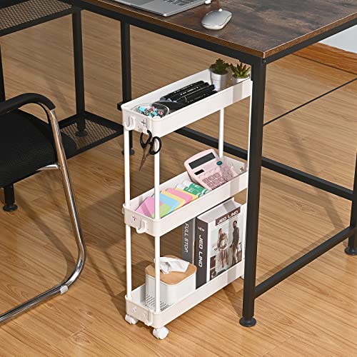 Slim Rolling Storage Cart, 4 Tier, White A940