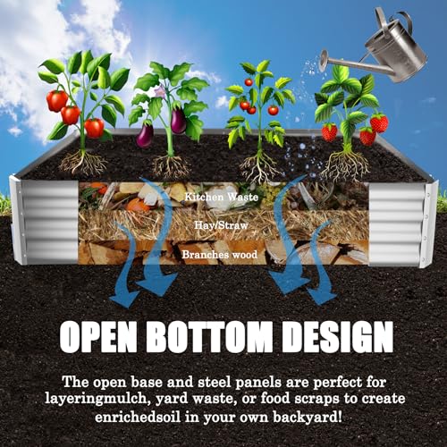 Silver 8×4×1ft Galvanized Metal Raised Garden Bed Planter Box 2PCS B95678