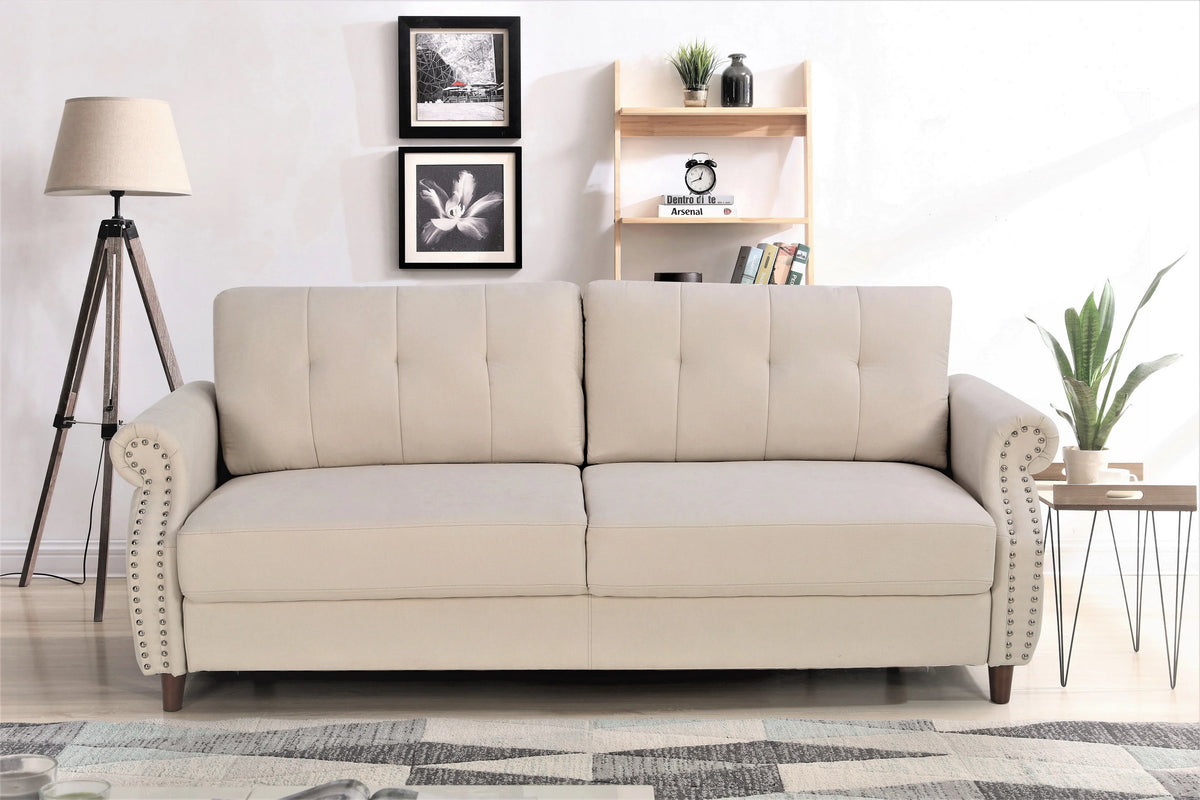 Beige Loveseat and Sofa P640175