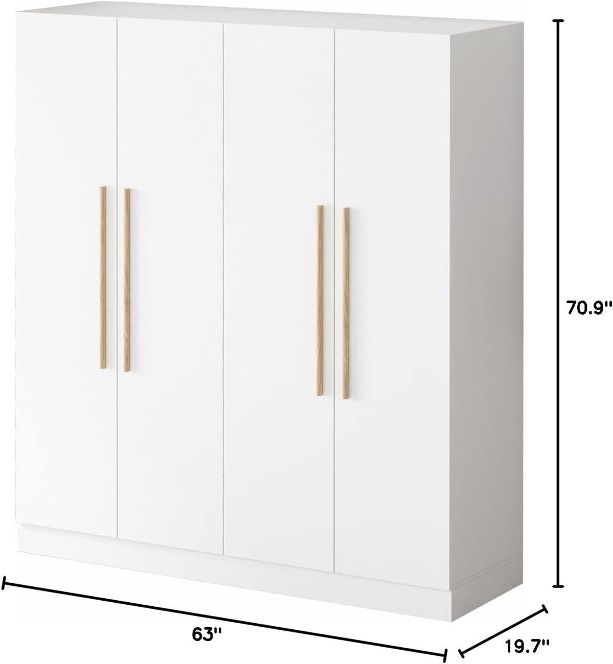 White Solid Wood Wardrobe Closet with Storage Shelves Y372