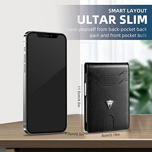 Slim RFID Blocking Front Pocket Bifold Wallets with Money Clip T5846