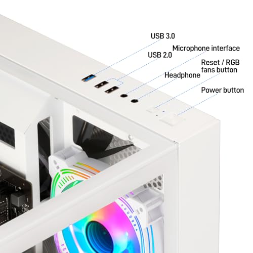 White Gaming PC Desktop with Ryzen 5 5500, GeForce RTX 3050 6GB, 16GB DDR4, 1TB NVME SSD A614
