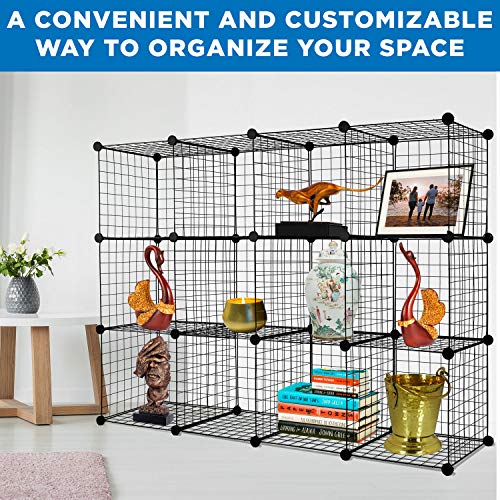 12-Cube Black Metal Wire Storage Organizer E245