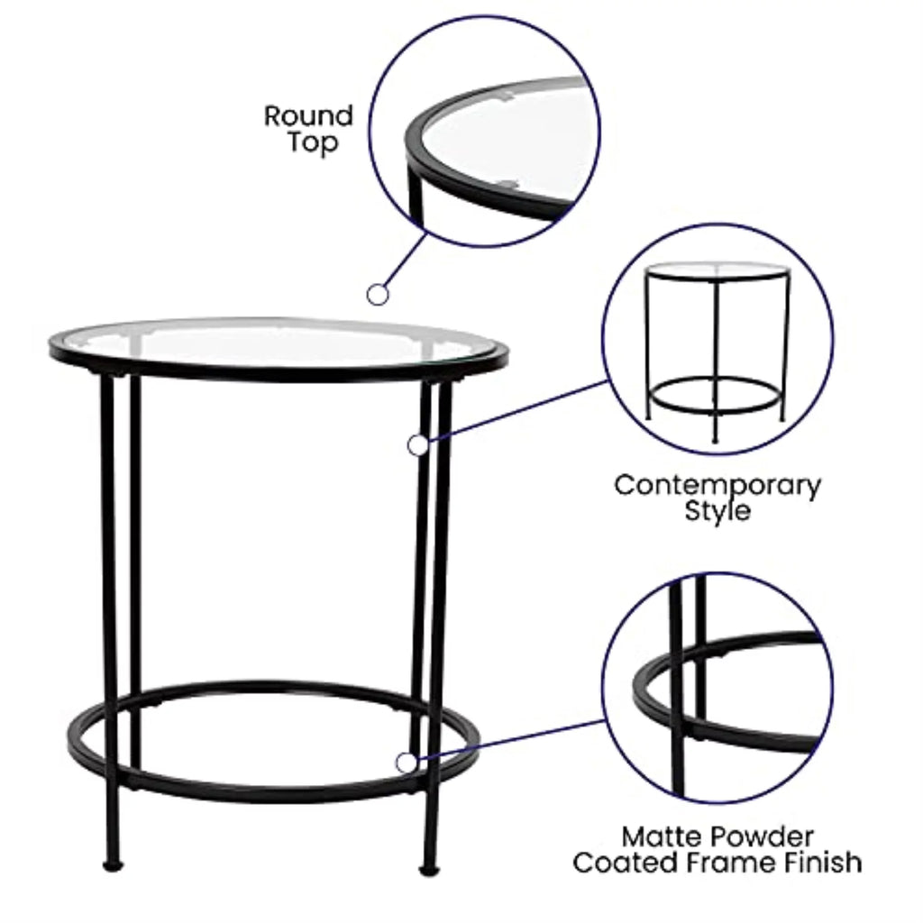 Clear Matte Black End Table V225632