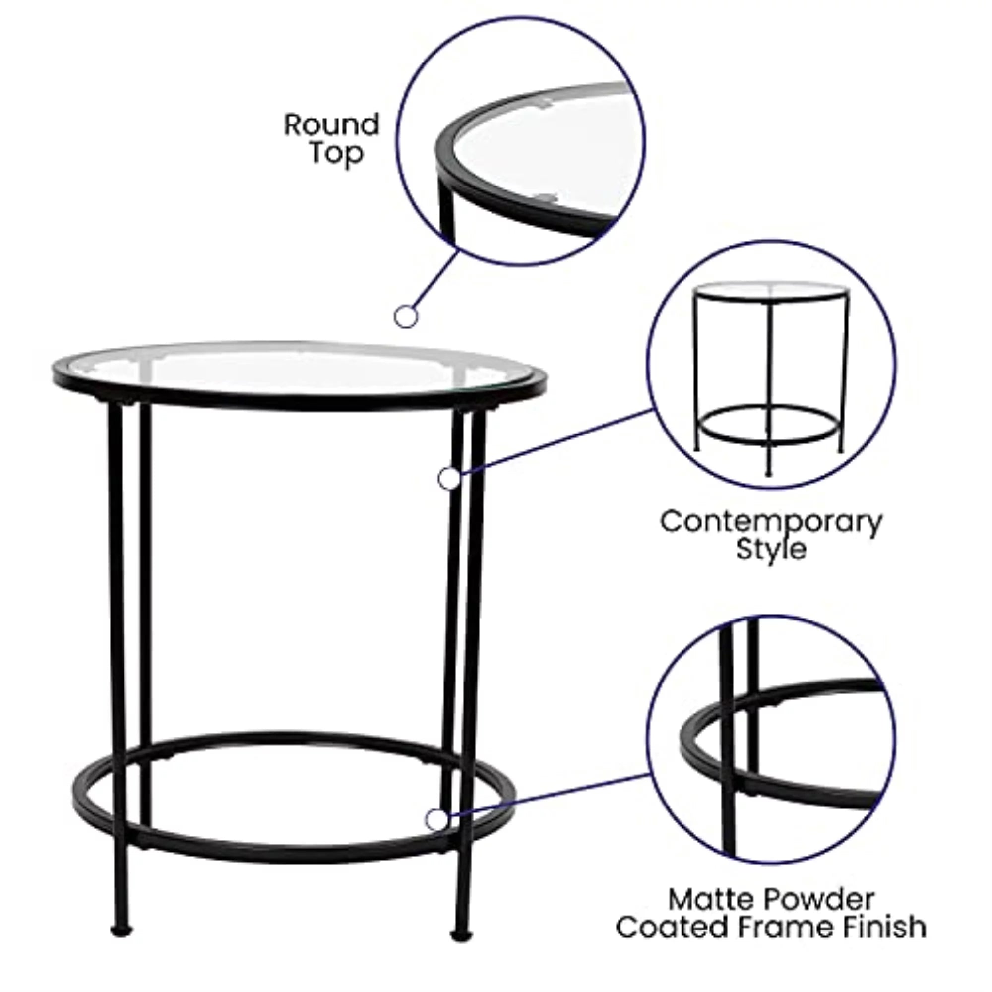 Clear Matte Black End Table V225632