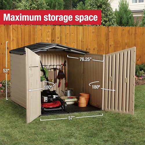 Beige/Brown 5 x 6.5 Ft Resin Outdoor Storage Shed J656