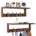 2 Pack Rustic Brown Wood Wall Mount Coat Rack with Shelf X970237
