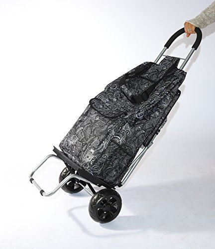 Black Foldable Shopping Cart with Seat P222841