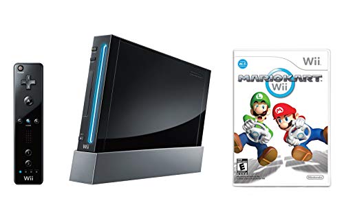 White Wii Console with Mario Kart Wii Bundle (Renewed) B3631