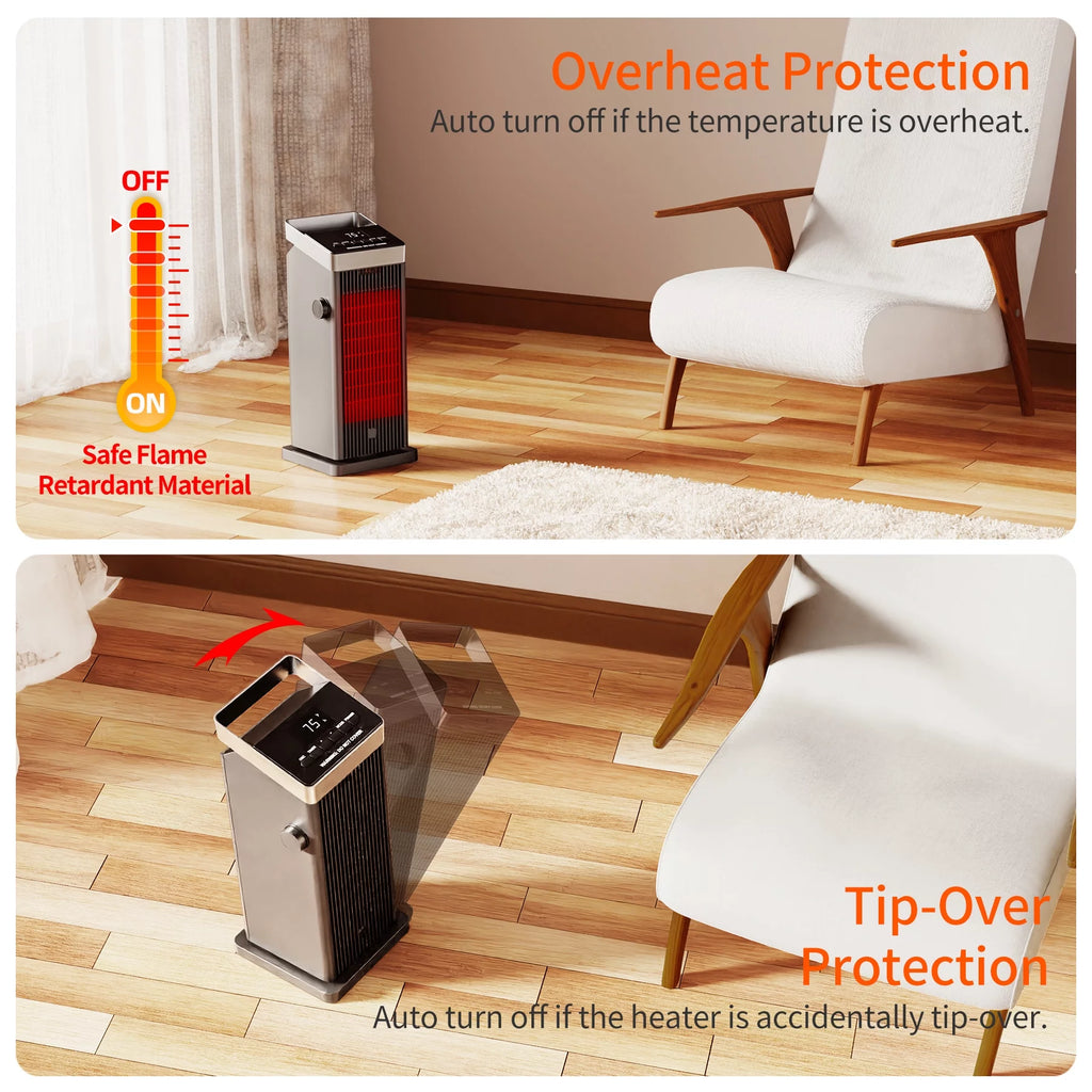 1500W Ceramic Heater with Thermostat and Remote Control D804