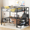 Full Size Metal Loft Bed with Desk and Wardrobe J567724