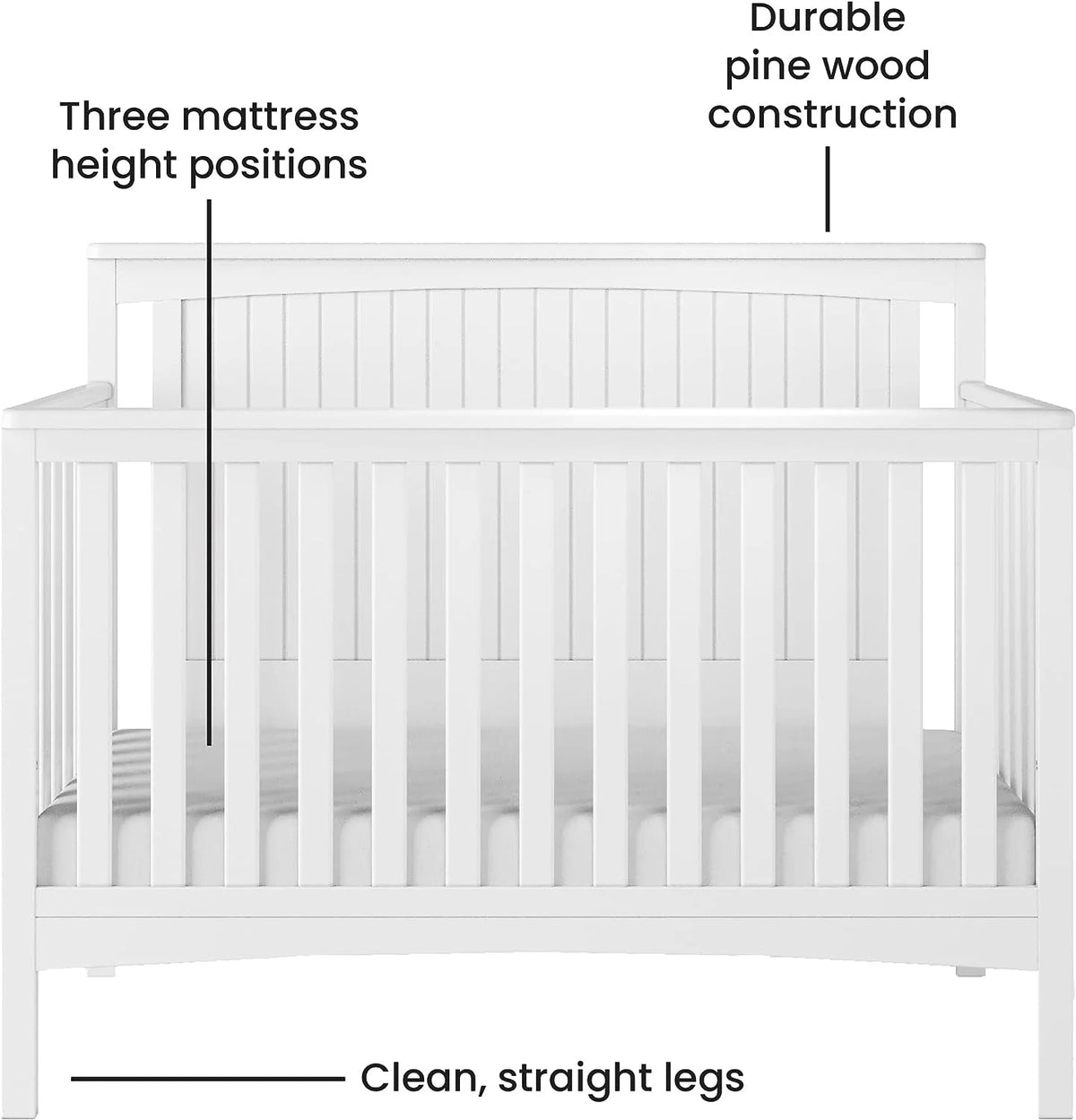 4-in-1 Convertible Crib, Matte White N229271