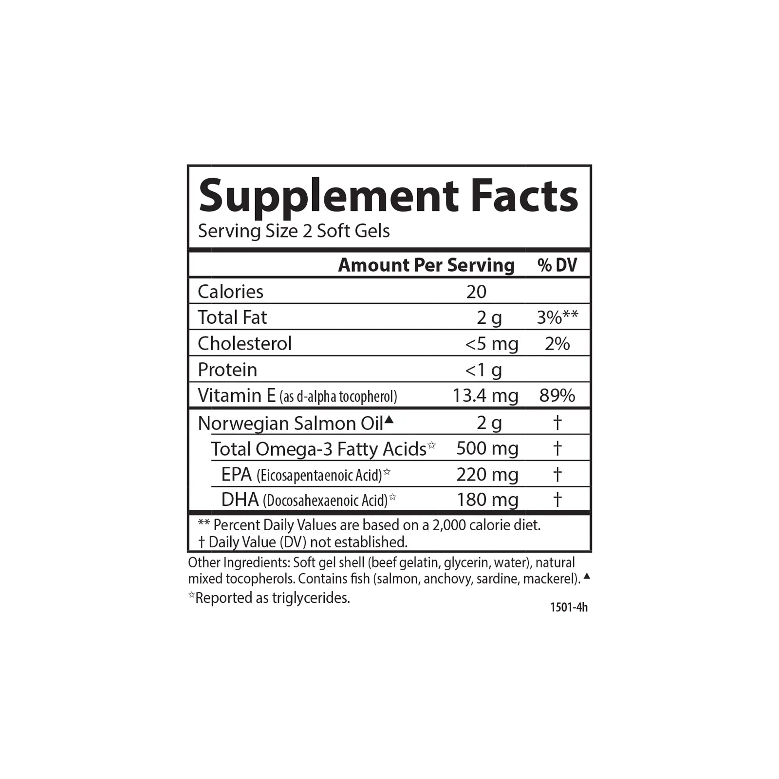 Norwegian Salmon Oil 500 mg Omega-3s 180 Softgels U7321
