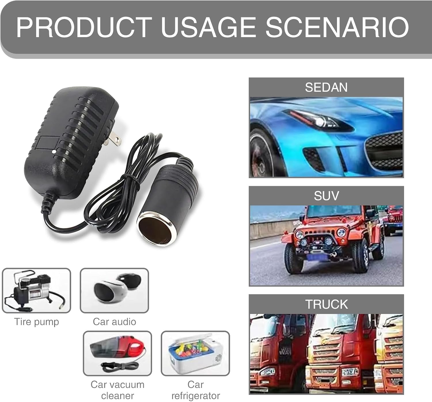 1 PC Car Cigarette Lighter Socket Replacement Power Adapter with Line N47544
