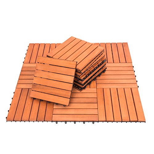 8-Slat Acacia Hardwood Interlocking Deck Tile M520