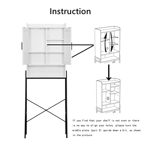 Wooden Over The Toilet Storage Cabinet with Double Door and Adjustable Feet L114160