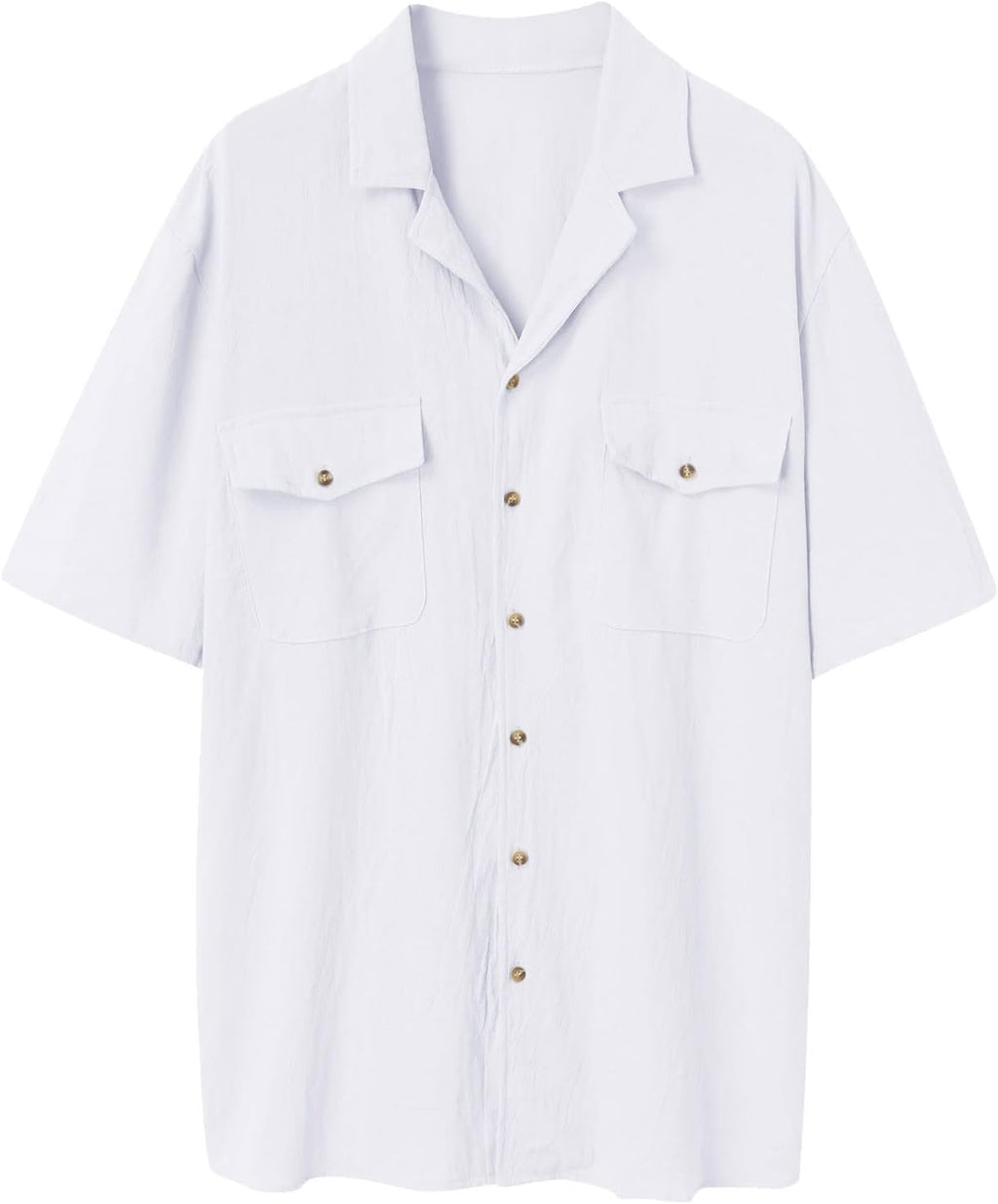 Men's Cotton Linen Short Sleeve Button Down Shirts I18215
