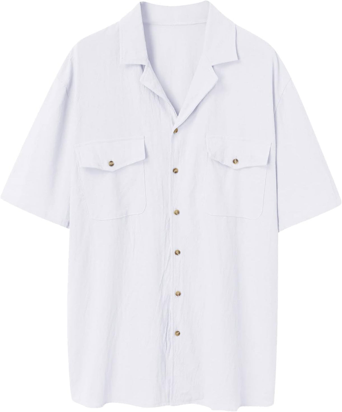 Men's Cotton Linen Short Sleeve Button Down Shirts I18215