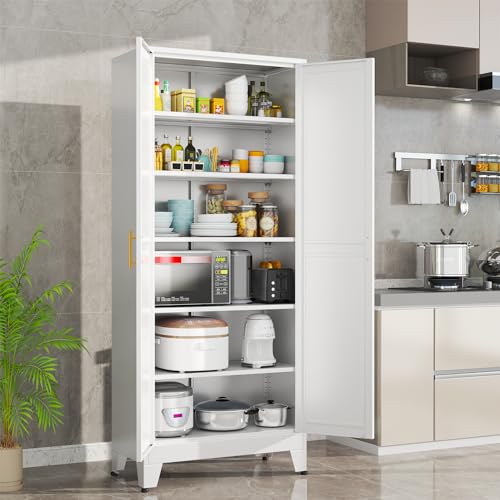 75.2”H Metal Pantry Storage Cabinet with Adjustable Shelves S717534
