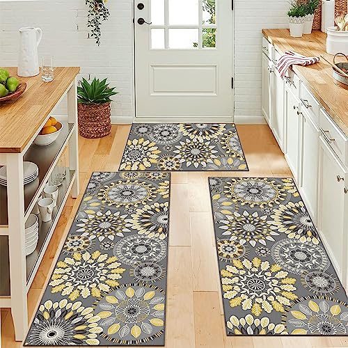 Farmhouse Kitchen Rugs Sets of 3, Non Slip Washable Kitchen Mat R25529